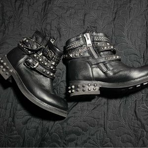 ASH Studded Belted Bootie Boots